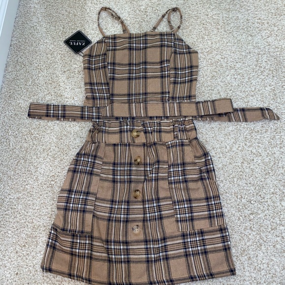 Zaful Pants - Two Piece Plaid Set